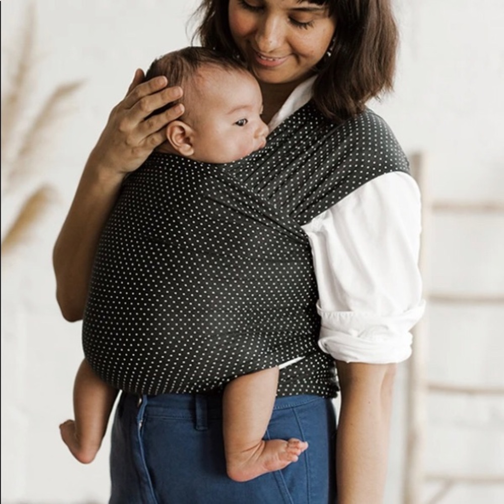 Charcoal Swiss dot Solly Baby wrap